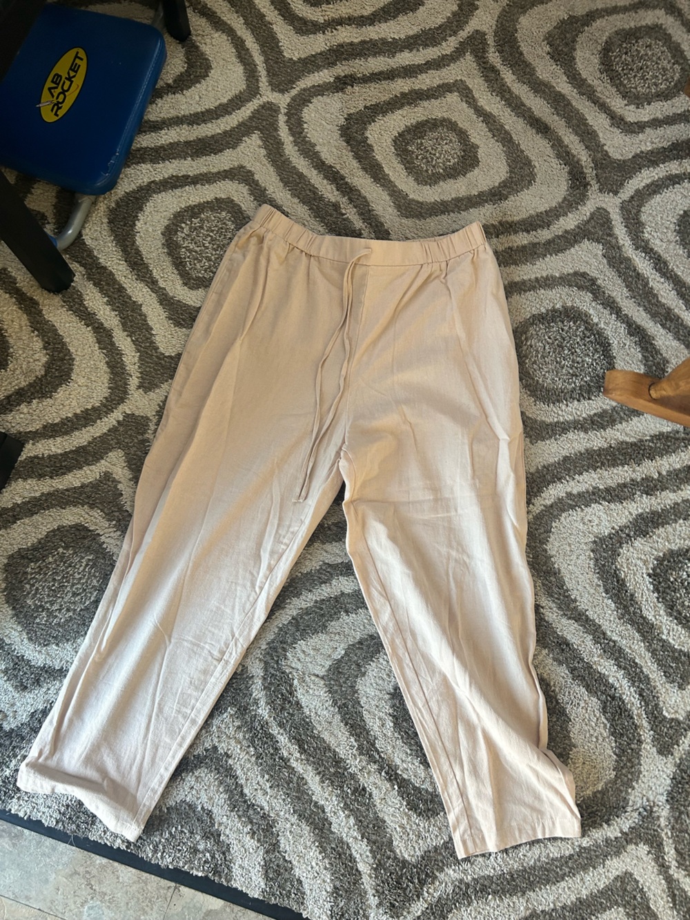 SHEIN Curve Beige High Waisted Relaxed Pants 1XL